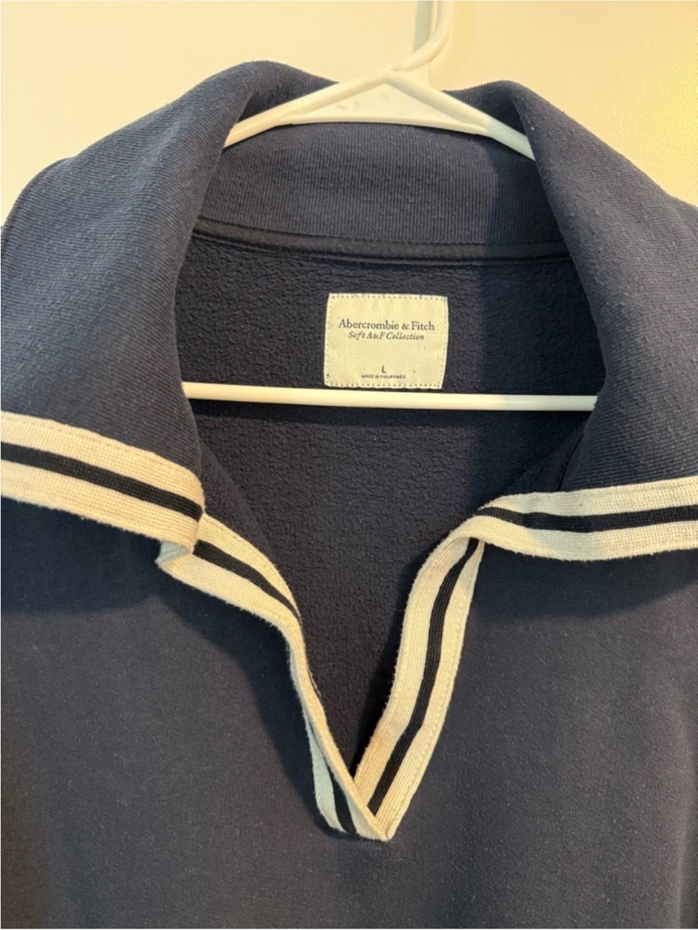 Abercrombie & Fitch Navy Sailor-Collar Pullover with Cream Trim - Picture 2 of 5